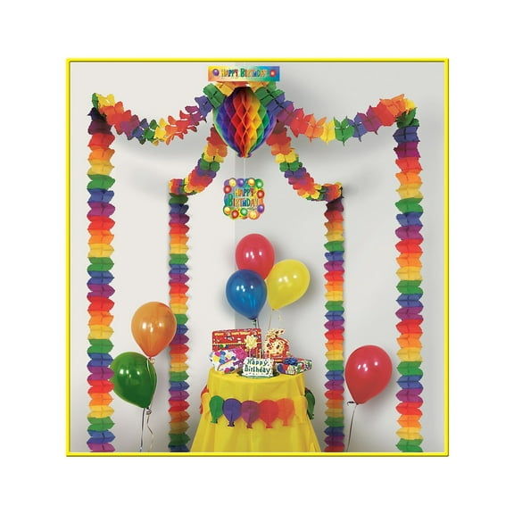 Party Central Pack of 6 Multi-Colored Happy Birthday Party Canopy Decorating Kits 15"