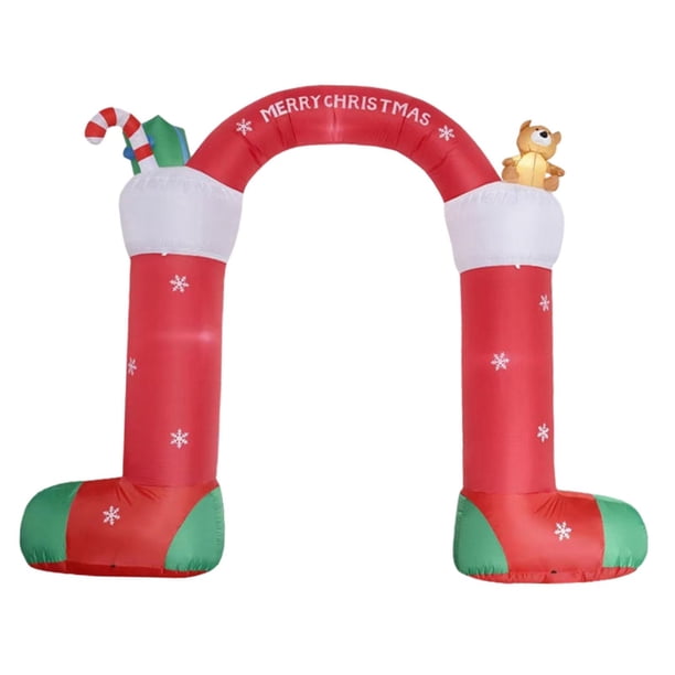 Arco de patio,Accesorios inflables para decoraciones de patio con arco navideño,Arco inflable iluminado al aire libre construido con soporte LED,Muñeca Santa De Pie Muñeco De Nieve Juguete
