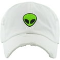 thumbnail image 2 of Alien White Vintage Distressed Dad Hat Adjustable Baseball Cap NASA Galaxy Spaceship UFO Face ET E.T. Saucer, 2 of 4
