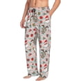 thumbnail image 6 of Rocae Quirky Santa Reindeer Retro Wave Mens Pajama Pants Pj Pants Mens Lounge Pants-Small, 6 of 6