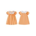 thumbnail image 2 of RUINIXCW Kids Toddler Baby Girl Halloween Dress Little Baby Girl Summer Fall Dress Clothes Pumpkin Embroidery Collar Puff Short Sleeve Dress, 2 of 9