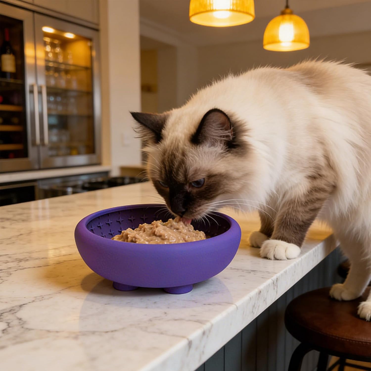 Silicone Slow Feed Licking Bowl, Anti-Choke, Suction Cup Base, Non-Slip, Easy Clean, for Dogs Cats