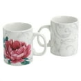 thumbnail image 3 of Martha Stewart Everyday Peony 4 Piece 16 Ounce Fine Ceramic Mug Set in White and Pink, 3 of 6