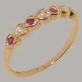 thumbnail image 2 of LBG British Made 10k Rose Gold Cultured Pearl & Ruby Womens Eternity Ring - 33 size options - Size 5.75, 2 of 9