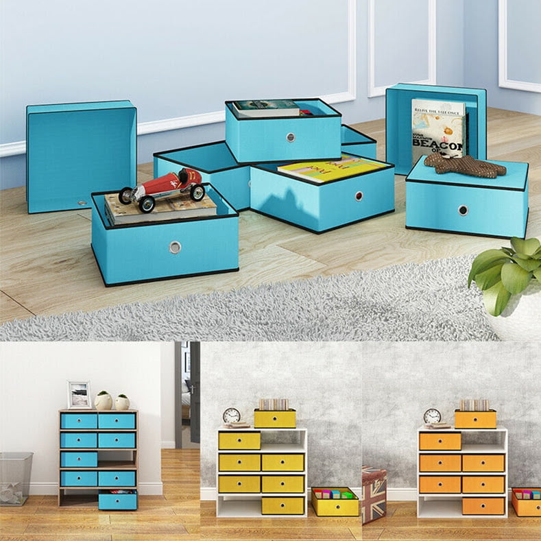 Foldable Storage Bins Cubes Fabric Cubby Basket Drawers Organizer, Set
