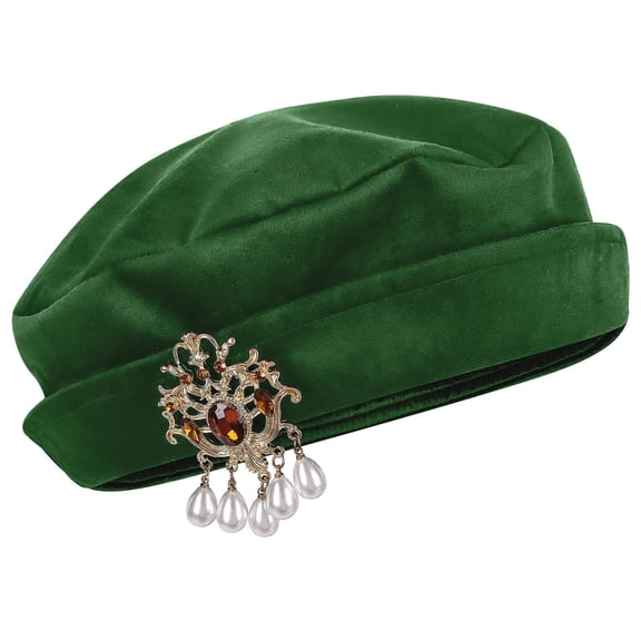 QSAWXQZ Men's Renaissance Beret Medieval Tudor Hat Tassel Halloween Party Cap Free Size