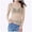 Beige, variant on ASFGIMUJ Women’s Solid Color Mesh Long Sleeve Top Lightweight Sheer Layering Shirt for Casual Daily Outfits