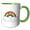 Green/White, variant on 3drose, Cute Kawaii Rainbow and Cloud Pals, 15oz Two-tone Green Mug