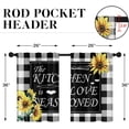 thumbnail image 2 of dinii Black White Buffalo Plaid Check Kitchen Curtains, Farmhouse Sunflower Short Window Drapes Set of 2, Window Treatment Tier Curtains for Kitchen Over Sink Bathroom Decor (26x36 Inch), 2 of 6