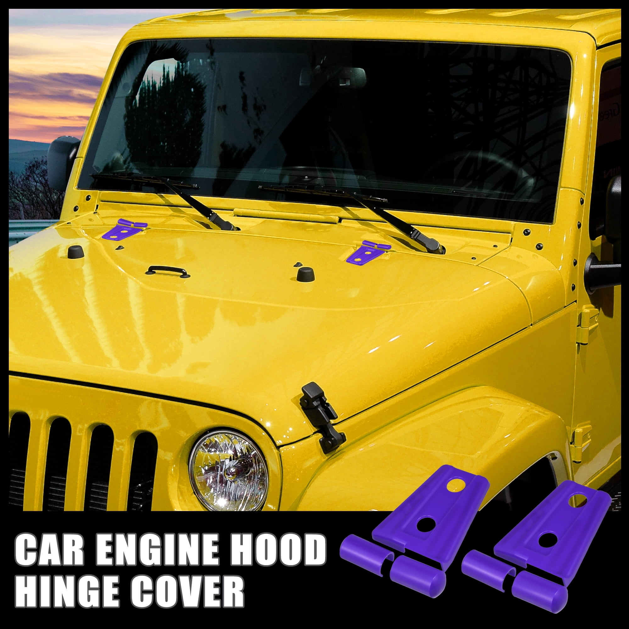 2 Pcs Front Engine Hood Hinge Cover Trim Exterior Decoration for Jeep  Wrangler JK 2-Door 4-Door 2007-2018 Purple