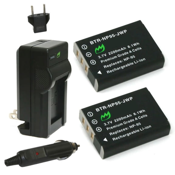 Replacement for Fujifilm Fuji X100 Battery (2-Pack, 2200mAh) and Charger