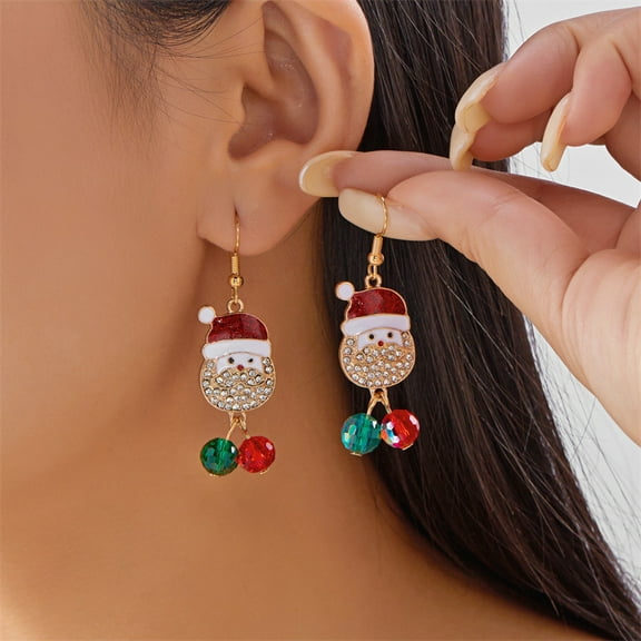HPINK-T Christmas Earrings for Women Holiday Earrings Colorful Light Bulbs Bow Cane Santa Christmas Drop Dangle Earrings Xmas Festival Jewelry Gift