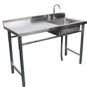 Miumaeov Commercial Kitchen Utility Sink with Stand 304 Stainless Steel Freestanding Kitchen Sink with Faucet and Worktable Multi-functional Shelf for Garage Restaurant Kitchen Laundry