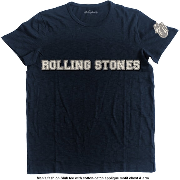 Men's Rolling Stones Logo & Tongue Vintage T-shirt Small Navy