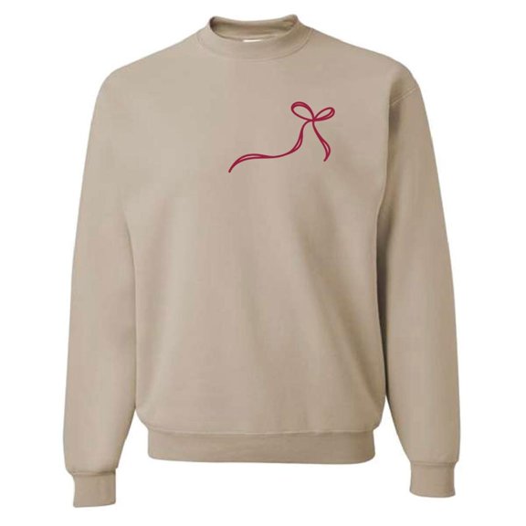Left Chest Merry Christmas Bow Womens Crewneck - Multiple Colors