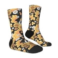 thumbnail image 3 of Uemuo Mushrooms Honeycomb Pattern Women's Crew Socks, Soft Durable Breathable Moisture-Wicking with Odor Control Cotton socks, 3 of 9