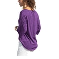 thumbnail image 4 of Langwyqu Women Solid Color V Neck 3/4 Sleeve Casual Loose Shirt, 4 of 5