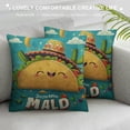 thumbnail image 3 of Mexican Food Taco Throw Pillow Cover Cute Funny Cartoon Tortilla Happy Beef Hat Pillow Case  Decorative Cotton Linen Square Cushion for Home Couch Bed, 3 of 5