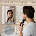 thumbnail image 4 of MELLCOM 24 x 30 inch LED Medicine Mirror Cabinet with Sockets & USBs, Wall Mounted Bathroom Cabinet with Mirror & Storage & Anti-Fog & Dimmable & 3Color Light & Defogging & Touch Sensor & IP44, 4 of 8