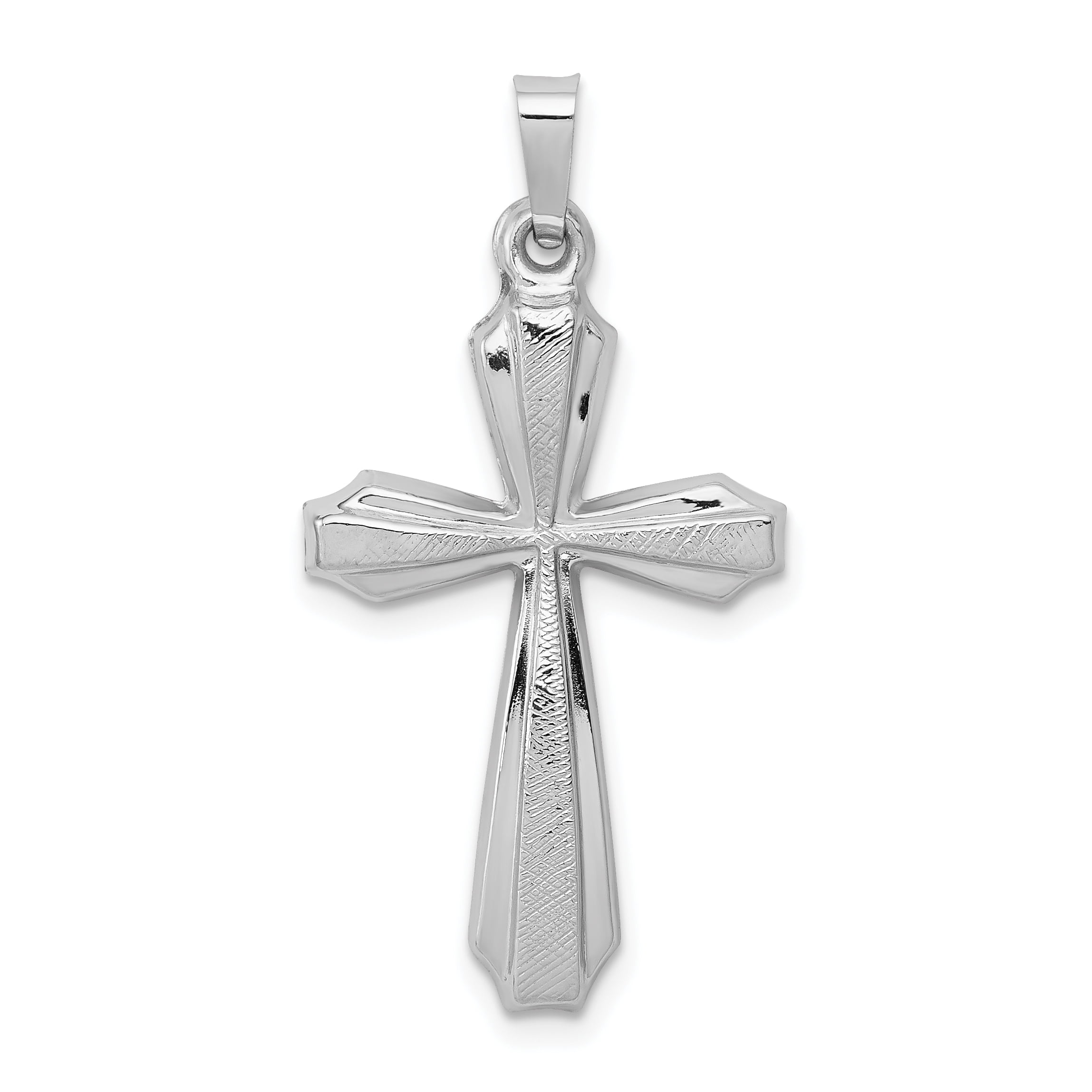 Lex & Lu 14k White Gold Textured and Polished Passion Cross Pendant ...