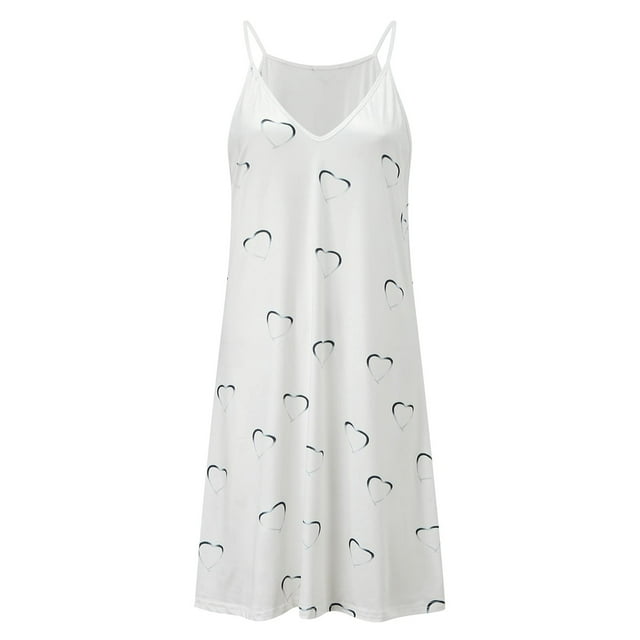 Avamo Robe Nuisette pour Femmes Col en V Robe d'Été de Plage Bretelles Spaghetti Mini Robes Courtes Confortables Voyage Amour TG