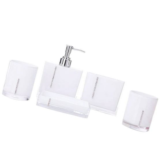 SDFGTstore 5Pieces Bathroom Essentials Set Not Breakable Acrylic Dispenser Toothbrush Holders