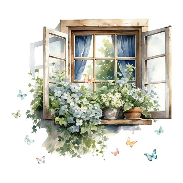 Pegatinas de ventana falsas de PVC para ventanas de apertura falsa, versátiles, para decoración de pared, para baño