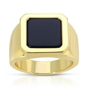 Michelle Campbell Jewelry Women's Onyx Signet Ring, Brass with 14k Yellow Gold Overlay with Genuine Onyx Inlay, Size 8