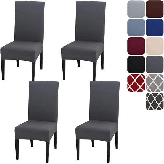 LAMIRO Dining Room Chair Covers Slipcovers Set of 4,Spandex Super Fit Stretch Removable Washable Kitchen Parsons Chair Covers Protector