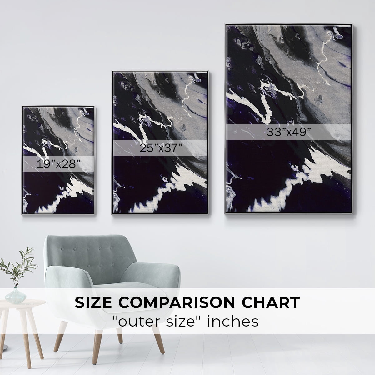 M108 Framed Premium Gallery Wrapped Canvas - Ready to Hang - 27 x 41 - Silver Floating Frame