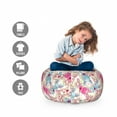 thumbnail image 2 of Anime Storage Toy Bag Chair, Pattern with Colorful and Happy Kawaii Characters Holding Pink Hearts Stars, Stuffed Animal Organizer Washable Bag, Small Size, Multicolor, by Ambesonne, 2 of 3