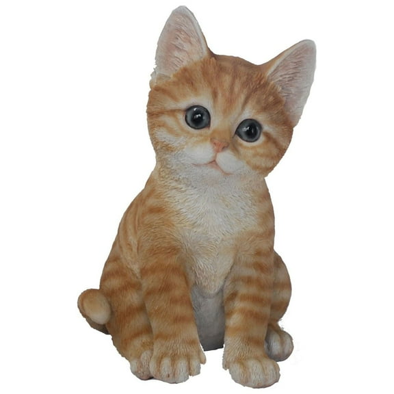 Hi-Line Gifts Sitting Tabby Kitten Outdoor Garden Statue - 8"