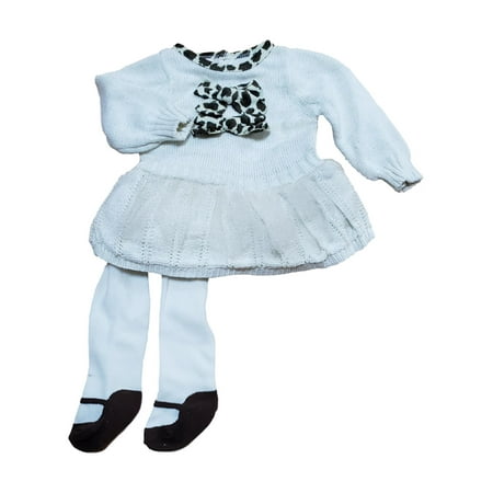 

Infant Baby Girls Ivory Gold Glitter Tulle Leopard Sweater Dress & Tights 0-3M