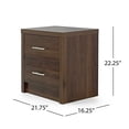 thumbnail image 2 of GDF Studio Marlette Modern Faux Wood 2 Drawer Nightstand, Walnut, 2 of 9