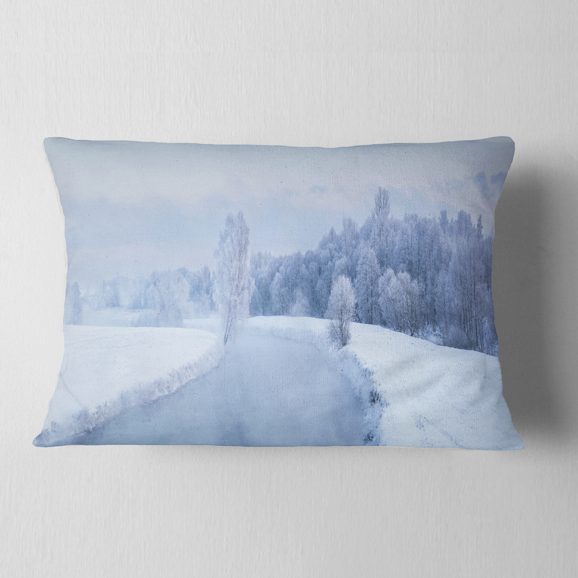 Designart 12" x 20" Blue Polyester Throw Pillow