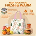 thumbnail image 5 of Pioneer Flower Floral Print Pattern Insulated Lunch Bag for Women & Adults,Large Portable Soft Cooler Lunch Bag,Thermal Food Storage Tote with Pearl Cotton,8.66L,8.75x5.75x9.5 Inch, 5 of 6