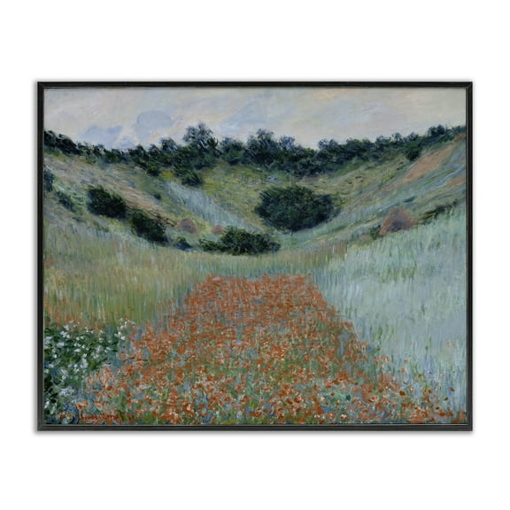 Stupell Industries Classic Poppy Field in Hollow Landscape & Nature Painting Black Framed Art Print Wall Art, 14 x 11