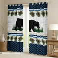 thumbnail image 2 of Farmhouse Decor,Rustic Black Bear Window Curtains 2 Panels 52"Wx63"L,Blue Checkered Buffalo Plaid Blackout Curtains,Woodland Lodge Cabin Pine Trees Pinecone Curtains & Drapes, 2 of 6