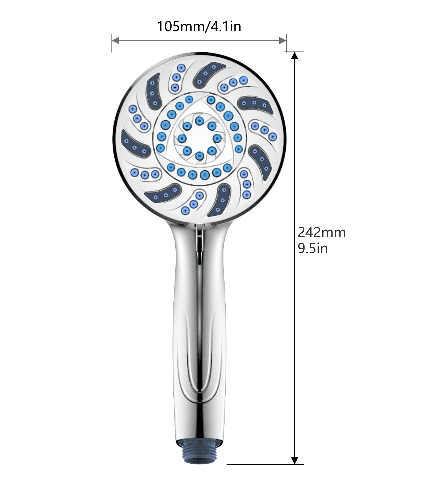 Magneton by AquaCare - High-pressure 6-setting Luxury Handheld Showerhead with Space-age Socket-Lock Magnetic Docking and Antimicrobial Nozzles