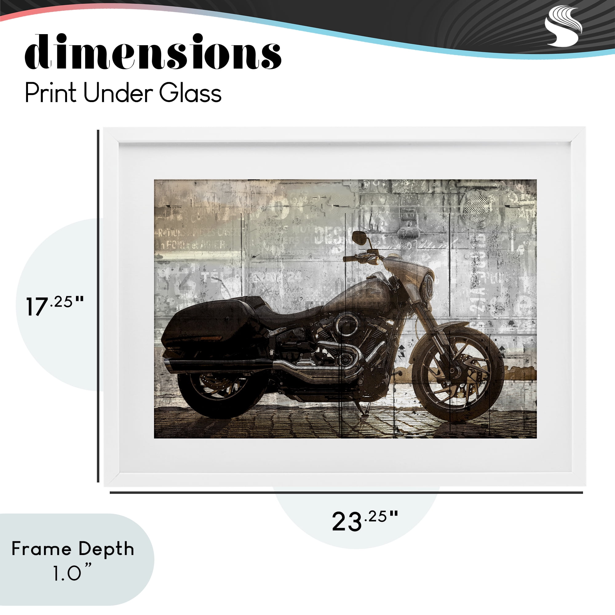 Stupell Industries Sunset Ride Motorcycle White Framed Print Under Glass, design by Kim Allen