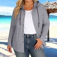 thumbnail image 7 of Craaazy Plus Size Hooded Sweatshirt for Women Button Casual Solid Color Oversize Long Sleeve Shirts Gifts, 7 of 7