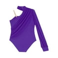thumbnail image 5 of YUUMIN Kids Girls Long Sleeve One Shoulder Mesh Ballet Dance Leotard Bodysuit Modern Contemporary Dancewear Dark Purple 16, 5 of 6