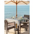 thumbnail image 3 of Outdoor Tablecloth with Umbrella Hole for Patio/Picnic/Party/Camping, Summer Blue Conch Waterproof Table Cloth Square Cover Washable, Vintage Beach Coastal Leaves Floral (54"x 54"), 3 of 9