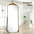 thumbnail image 4 of ‌Auromir‌ 21"x64" Vintage Arched Full Length Mirror Antique Metal Floor Mirror with Baroque Style, Bronze, 4 of 6
