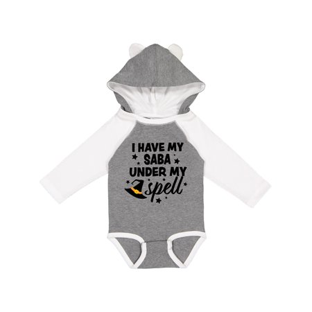 

Inktastic I Have My Saba Under My Spell with Cute Witch Hat Gift Baby Boy or Baby Girl Long Sleeve Bodysuit