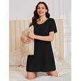 thumbnail image 4 of EKOUAER Cotton Nightgowns for Women Short Sleeve Sleep Shirts Pleated Night Shirts Soft Crew Neck Night Gown, 4 of 6