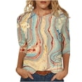 thumbnail image 1 of XZNGL Hauts à Manches 3/4 pour Femmes Mode pour Femmes T-Shirt Ample Imprimé Blouse à Manches 3/4 Col Rond Hauts Décontractés T-Shirts en Coton Femmes T-Shirts pour Femmes Mode T-Shirts à Manches 3/4 pour Femmes, 1 of 4