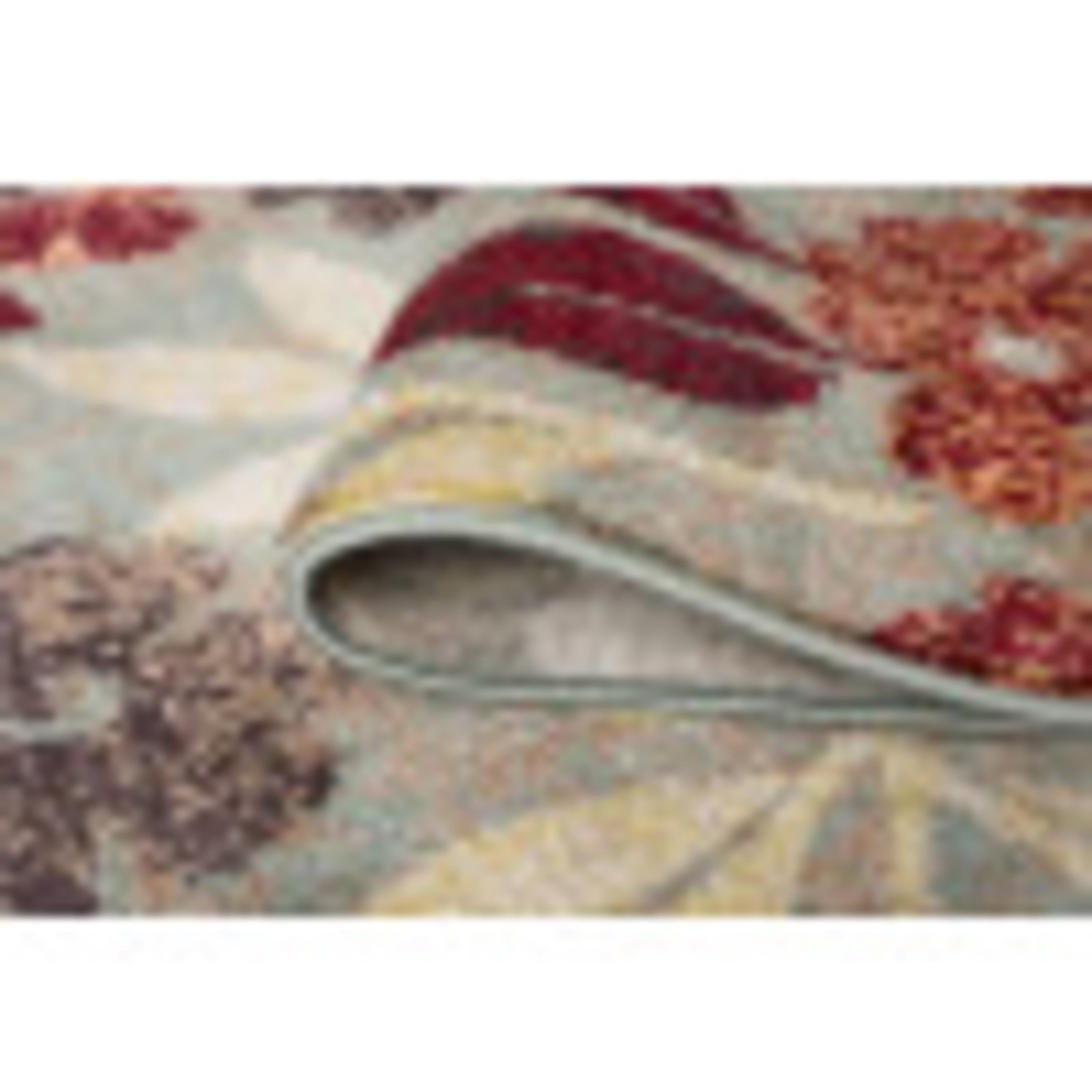 Deco Transitional 8' Round Seafoam and Red Polypropylene Indoor Area Rug