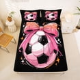 thumbnail image 5 of Erosebridal Pink Bowknot Full Size Sheets For Girls,Football Games Bed Sheets For Kids 4-Piece, 5 of 6