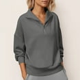thumbnail image 4 of Pxxlle Zip Up Sweatshirts for Women Casual Long Sleeve Workout Pullover Tops Loose Fit Drop Shoulder Sweatshirt Solid Color Fall Winter Athletic Clothes Gray M, 4 of 8